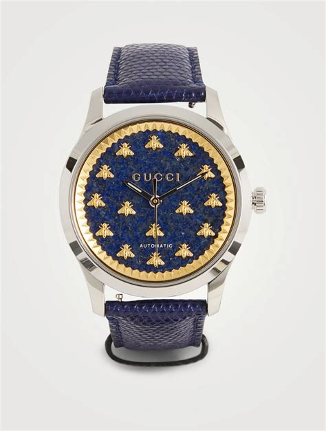 gucci women's g-timeless lizard skin strap watch 36mm blue|gucci watches for women.